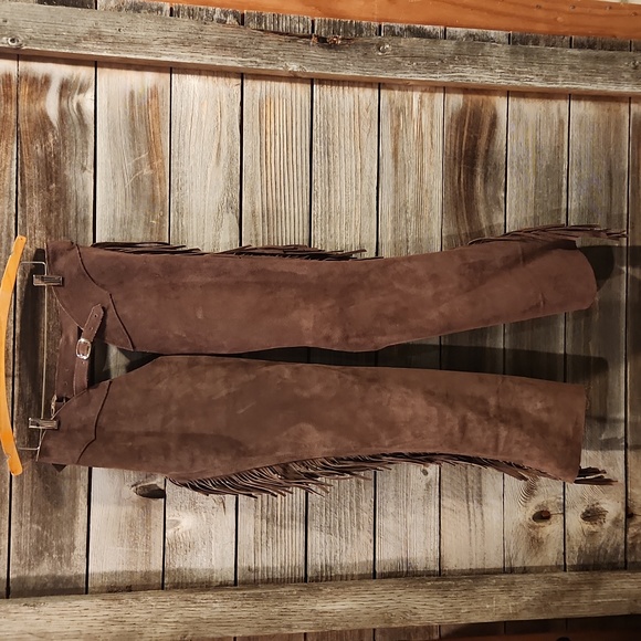 Brown Suede Fringe Chaps - Picture 4 of 11